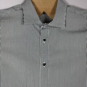 Ralph Lauren Black Label Men's 17.5 Black White Striped French Cuff Dress Shirt